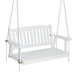 Porch Swing Chair With Chain Garden Bench Outdoor Wooden White