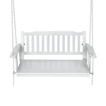 Porch Swing Chair With Chain Garden Bench Outdoor Wooden White