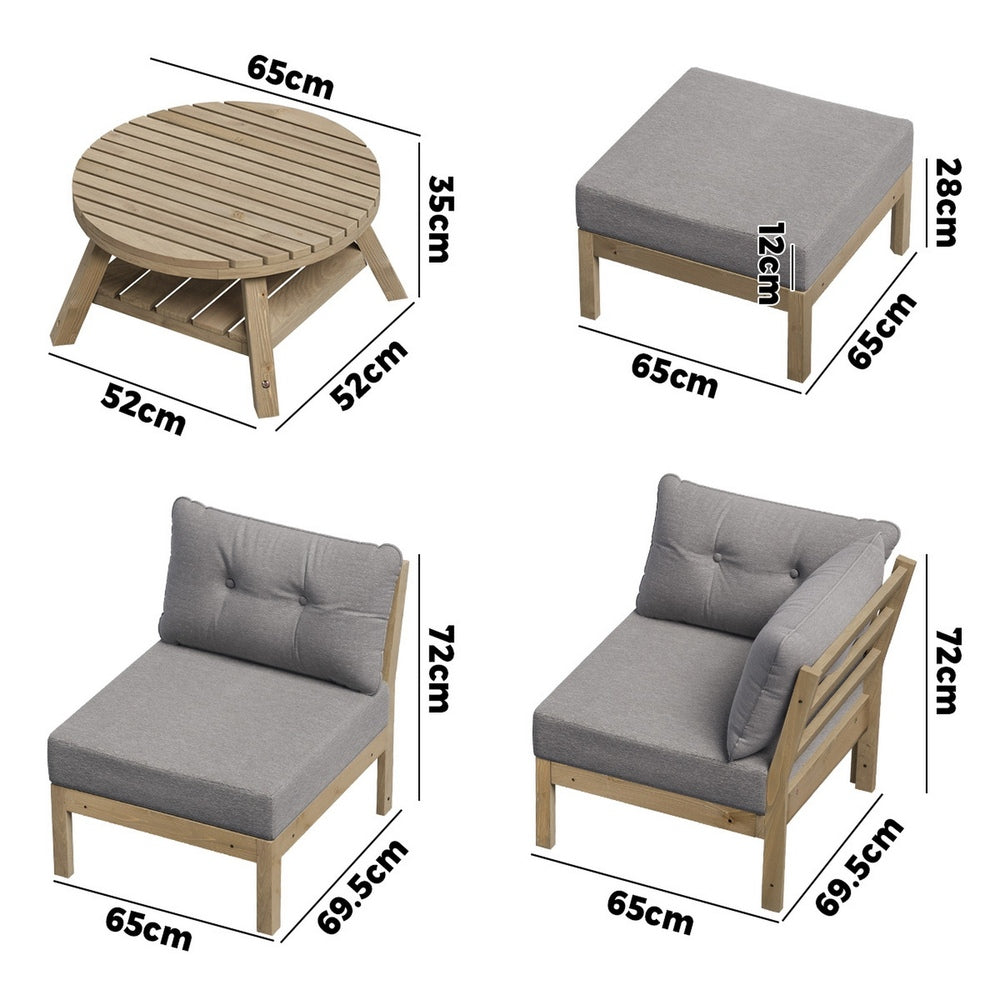 Outdoor Lounge Sofa Set 7 & 5 Piece Grey Rattan Garden Furniture for Patio