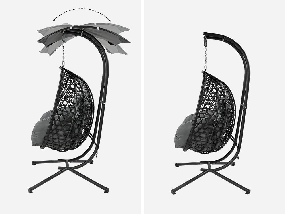 Hanging Chair 2 Seater Black 130x95x197cm