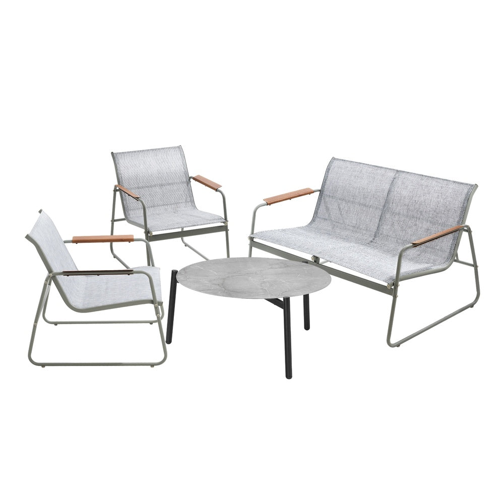 Outdoor Lounge Set 4 Seater Patio Chairs 70cm Grey Table