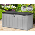 Outdoor Storage Box 190L Container Lockable Garden Bench Tool Shed Black