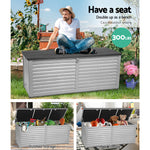 Outdoor Storage Box 390L Container Lockable Garden Bench Tools Toy Shed Black