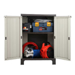 92Cm Outdoor Storage Cabinet Box Lockable Cupboard Sheds Garage Beige