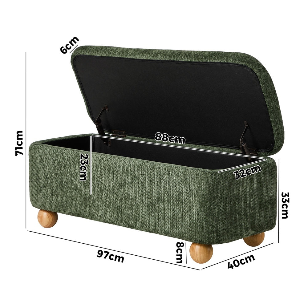 Storage Ottoman Blanket Box Bench Chenille Upholstered Ball Foot Stool