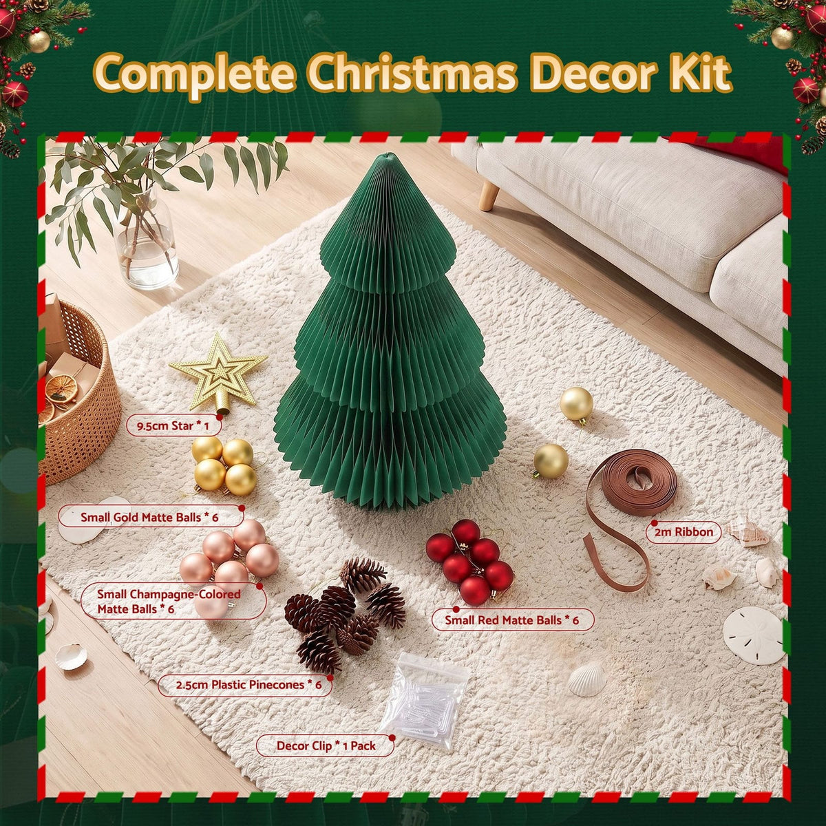 Christmas Tree 2X Folding Decor 28x38cm