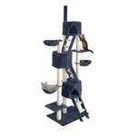 Cat Tree 244Cm Tower Scratching Post Scratcher Trees House Grey