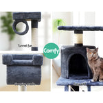 Cat Tree 141Cm Tower Scratching Post Scratcher Wood House Bed Grey
