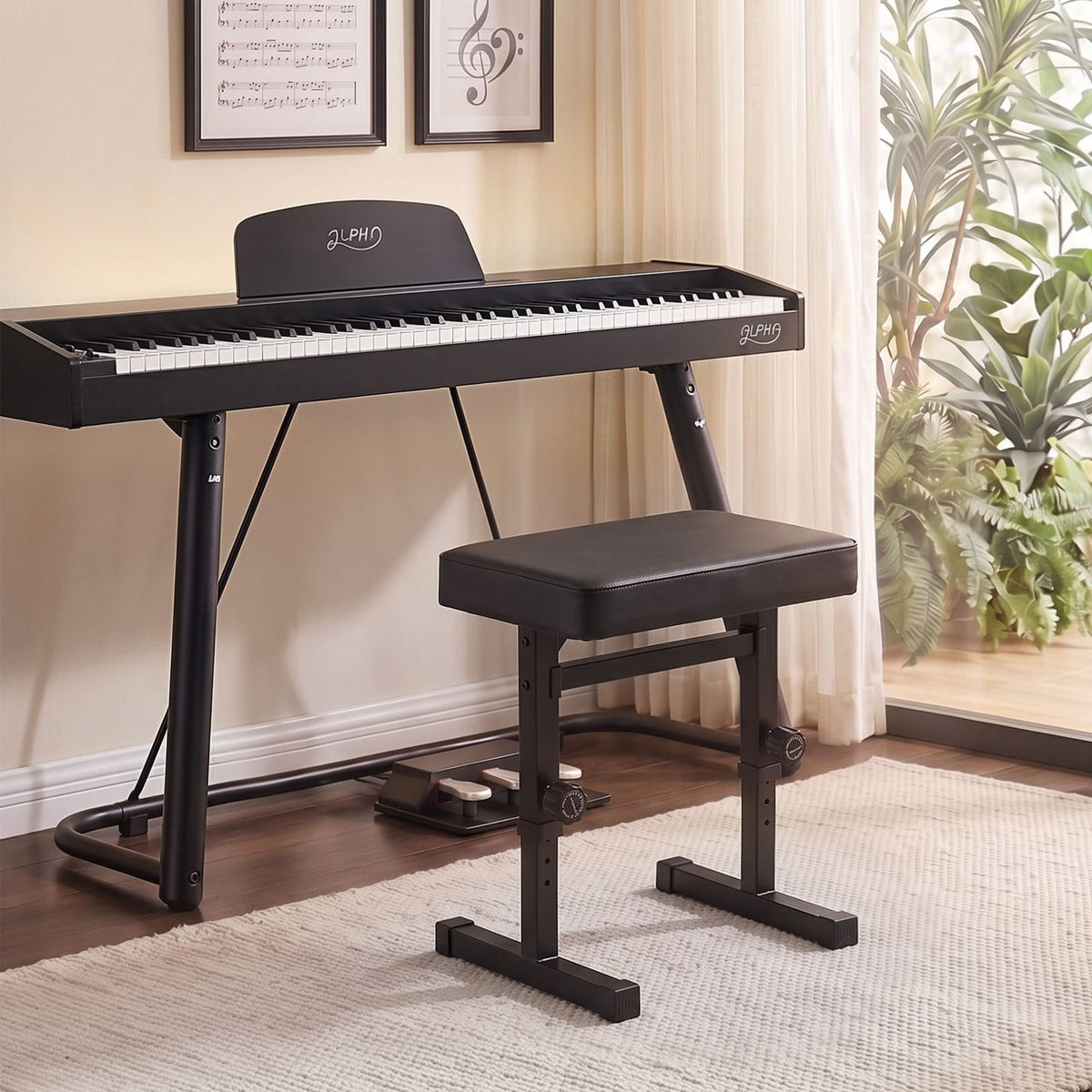 Piano Bench Adjustable Heavy Duty 43x31.5x7cm