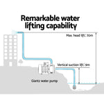 Garden Water Pump High Pressure 2500W Multi Stage Tank Rain Irrigation Black