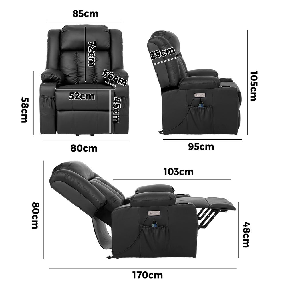 Electric Lift Massage Recliner Chair Black | HomeAndLiving