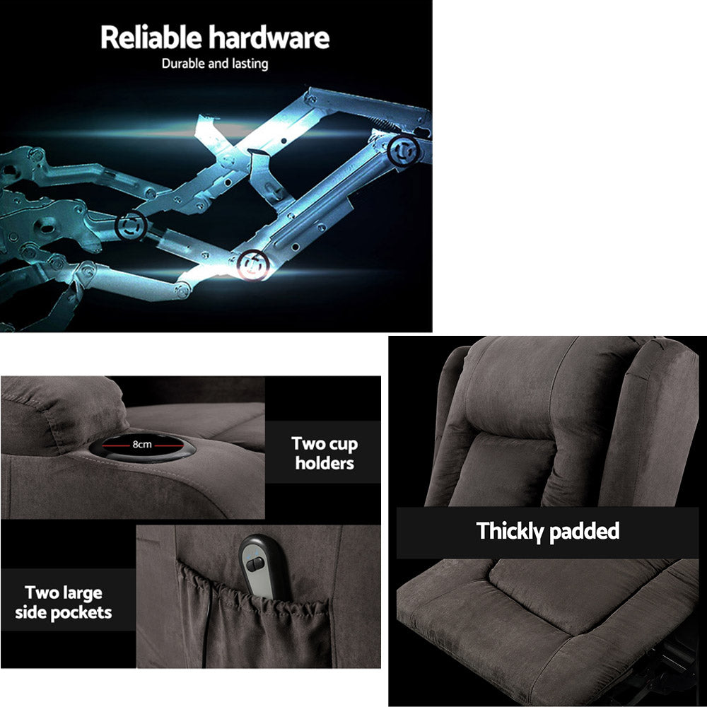 Recliner Chair Lift Assist Heated Massage Chair Velvet Rukwa