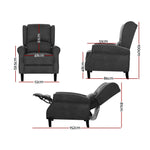 Recliner Chair Sofa Lounge Soft Suede Armchair Couch Charcoal