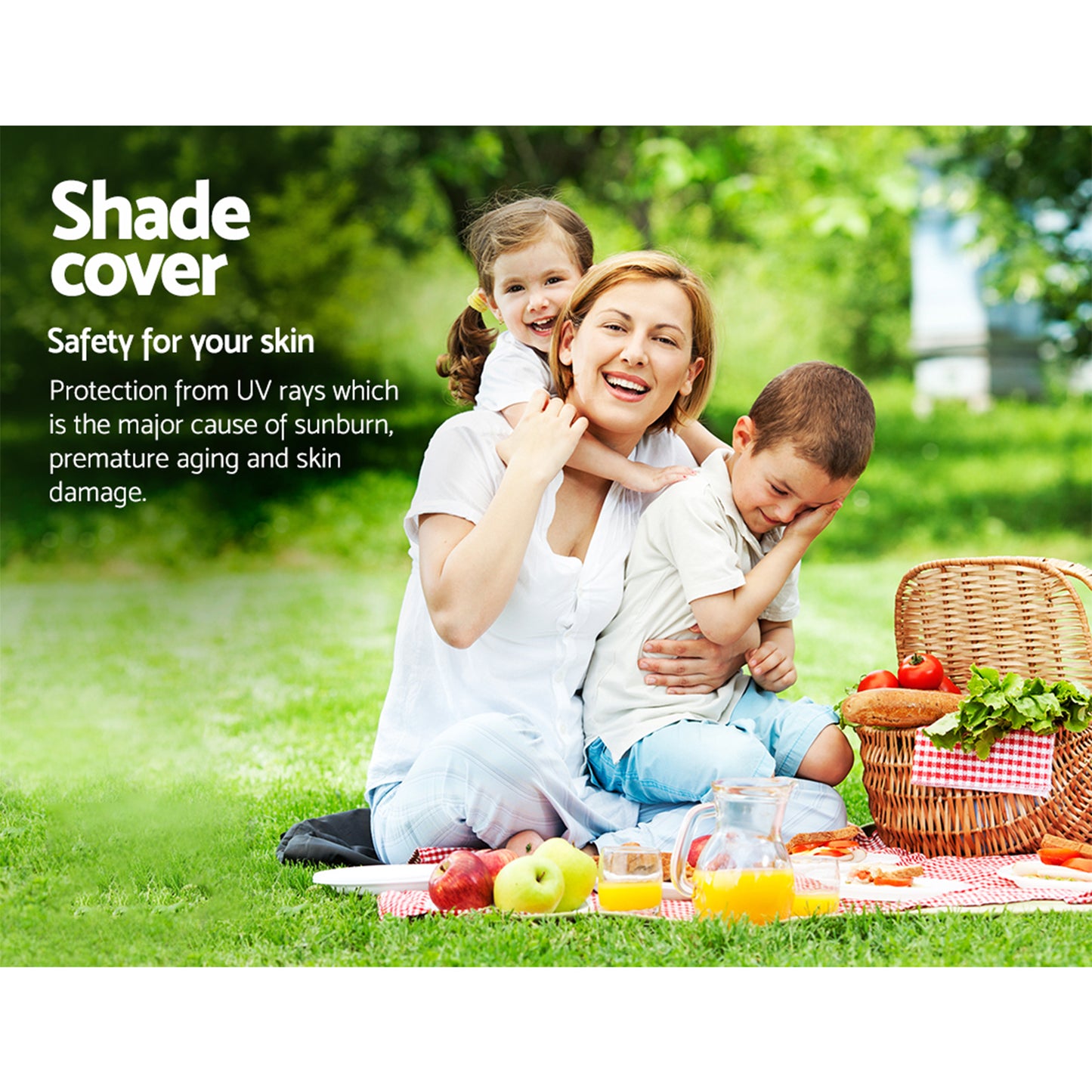 Shade Sail 4X6M Rectangle 280Gsm 98% Black Shade Cloth