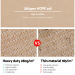 Shade Sail 6X6M Rectangle 280Gsm 98% Sand Shade Cloth
