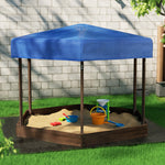 Kids Wooden Hexagon Sandpit With Canopy