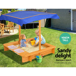 Kids Wooden Sandbox With Canopy & Water Basin 103Cm