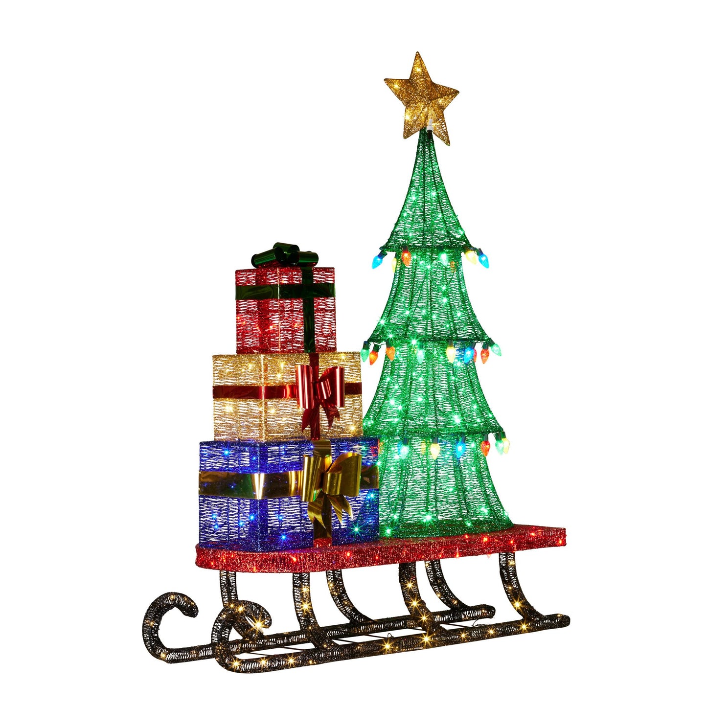 Christmas Display Sled with Tree and Presents - 183cm