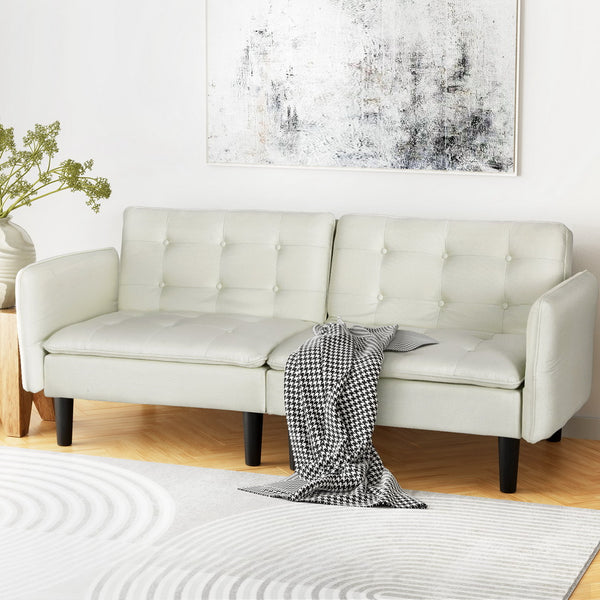  Sofa Bed 192Cm Beige Linen Fabric