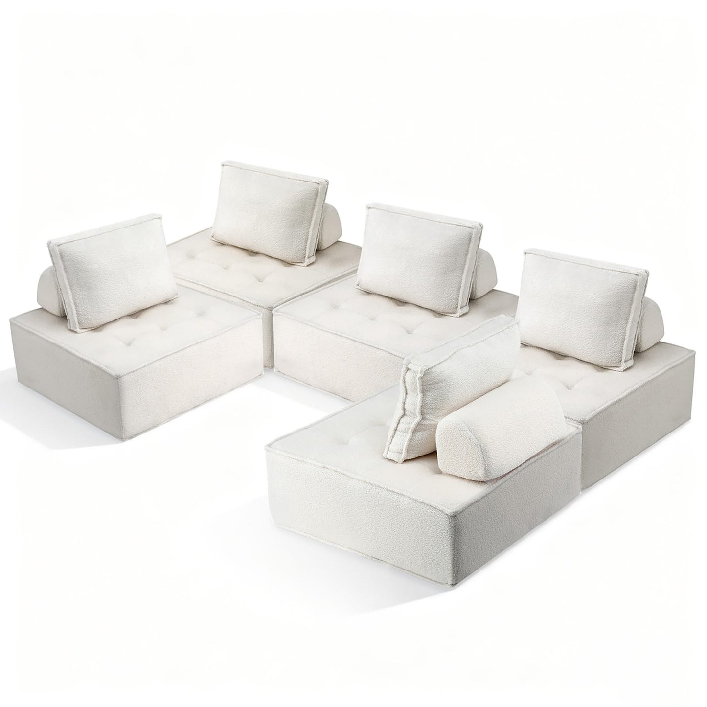 Floor Sofa Lounge 5 Seater White 86x86x76cm