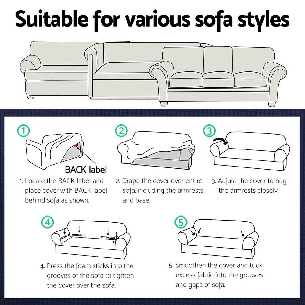 Sofa Cover Couch Covers 3 Seater High Stretch Black