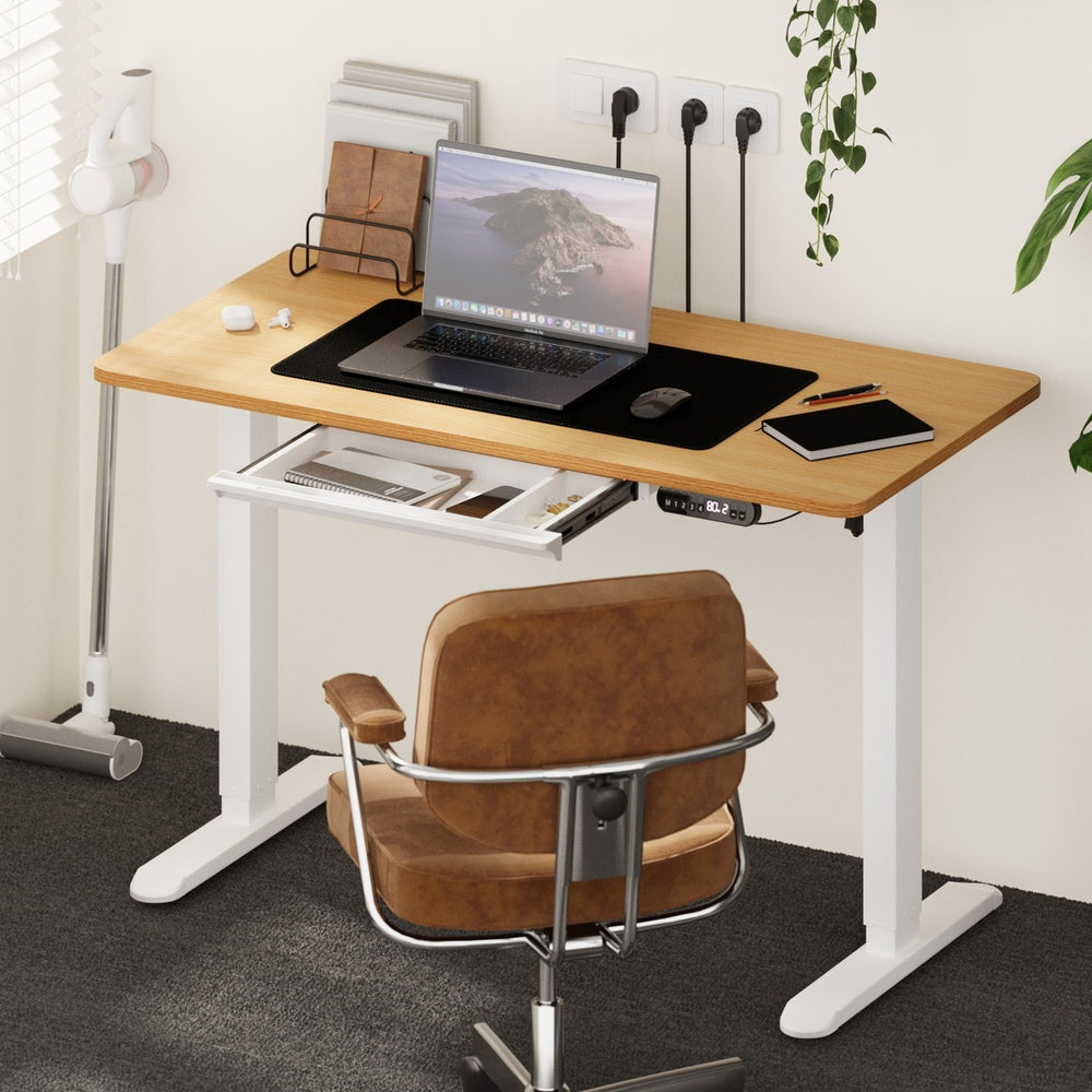 120CM Electric Standing Desk with Drawer Height Adjustable Black & Oak
