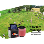 Fence Energiser 3Km Solar Powered Electric 1200M Poly Tape