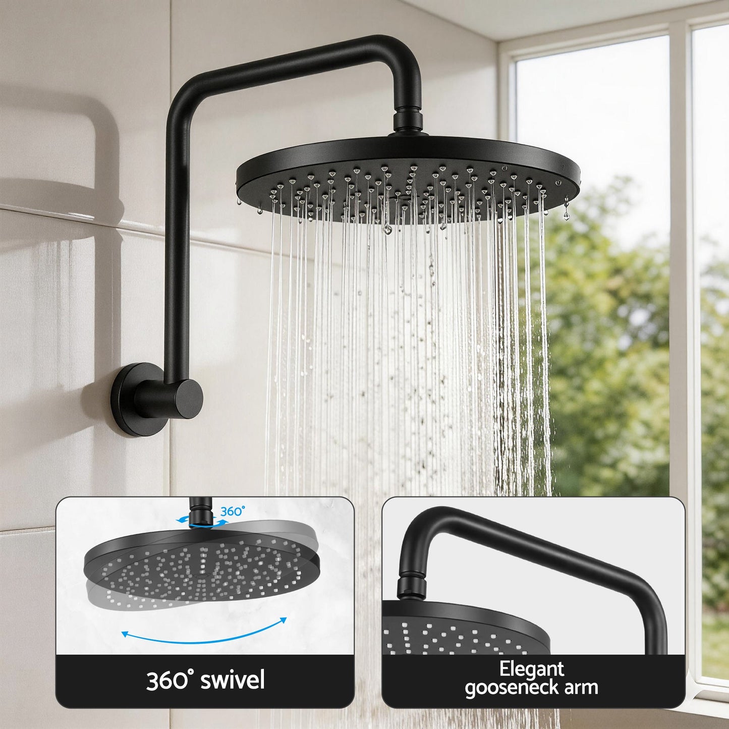 9 Inch Rain Shower Head Wall Mixer Combo | Home & Living