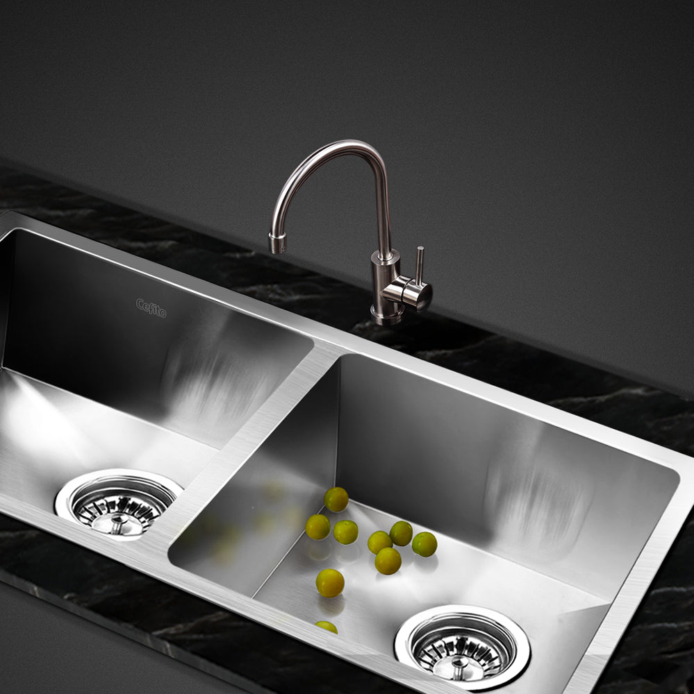 Kitchen Sink 77X45Cm Stainless Steel Basin Double Bowl Laundry Silver