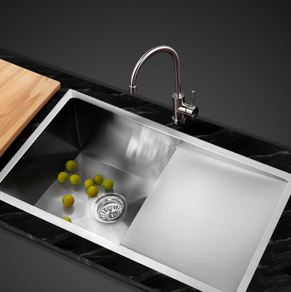 Kitchen Sink 87X45Cm Stainless Steel Basin Single Bowl Laundry Silver