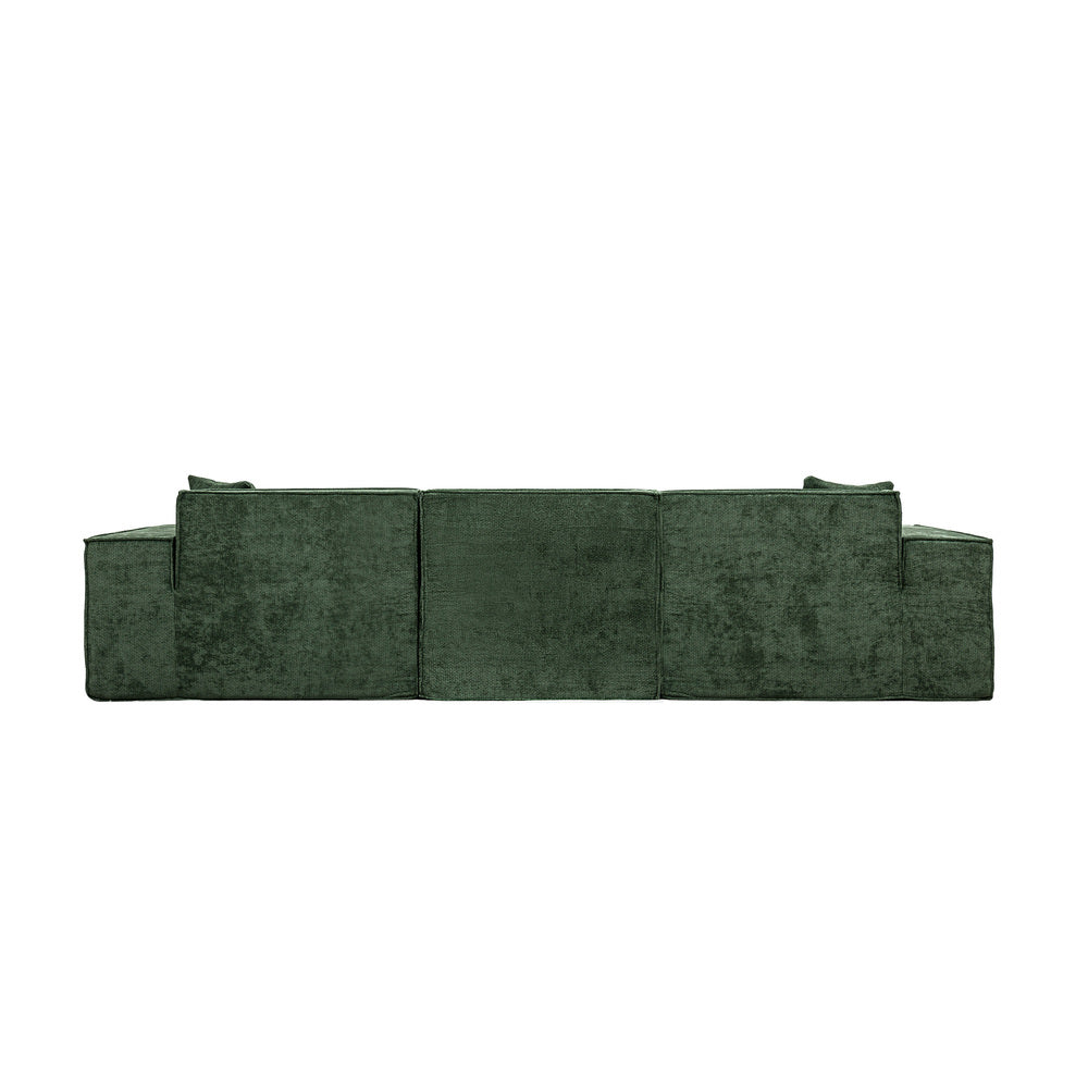 300cm Modular Sofa Compressed Convertible Chenille Green - 10