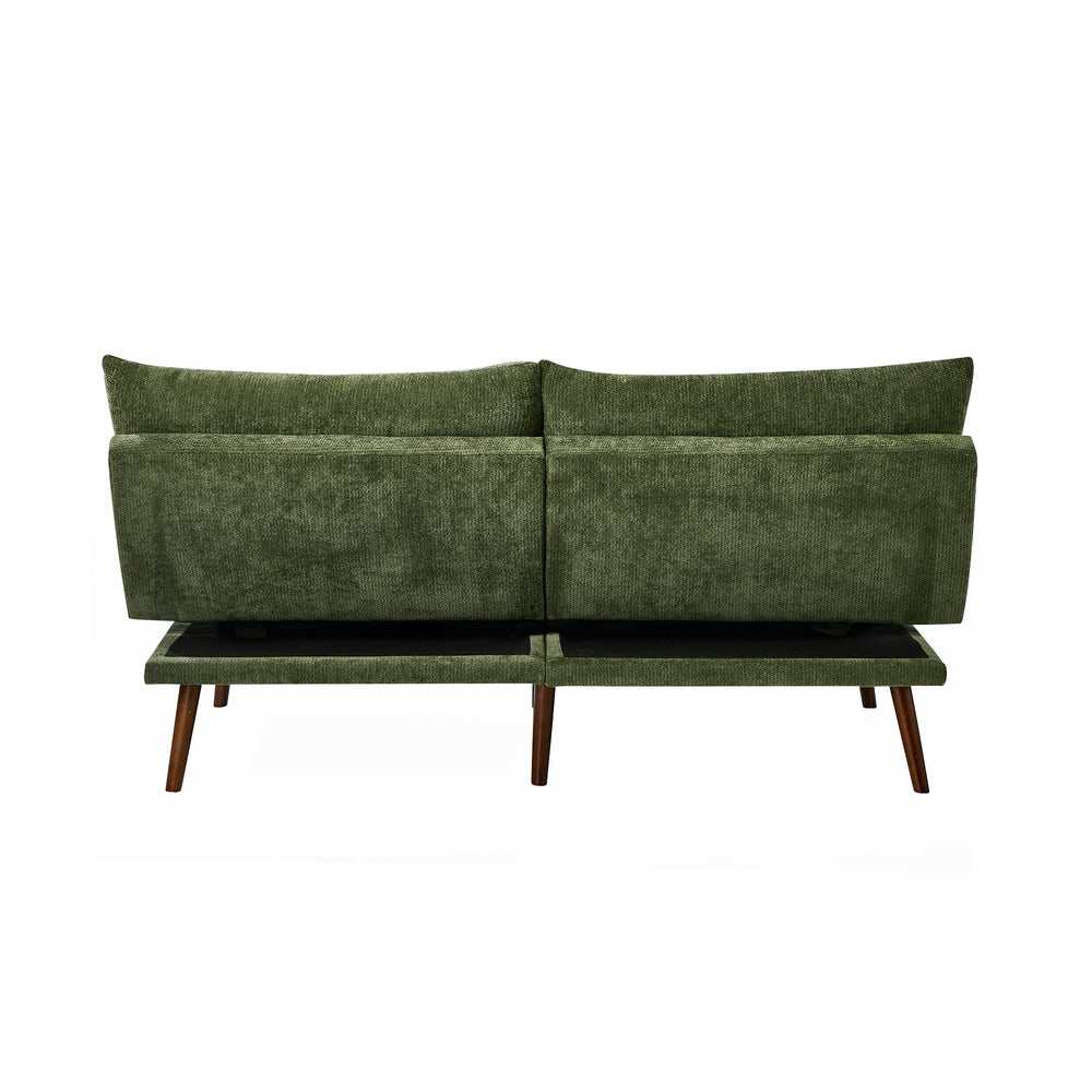 3 Seater Sofa Bed Recliner Convertible Chenille Couch Green