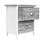 Bedside Table 2 Drawers Vintage X2 - Thyme Grey
