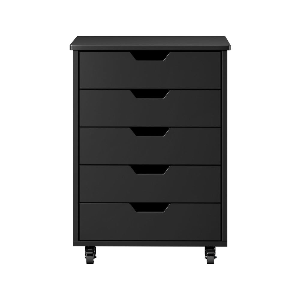 Compact Home Office Filing Cabinet 5 Drawer Mobile Storage Black 48x40x67cm