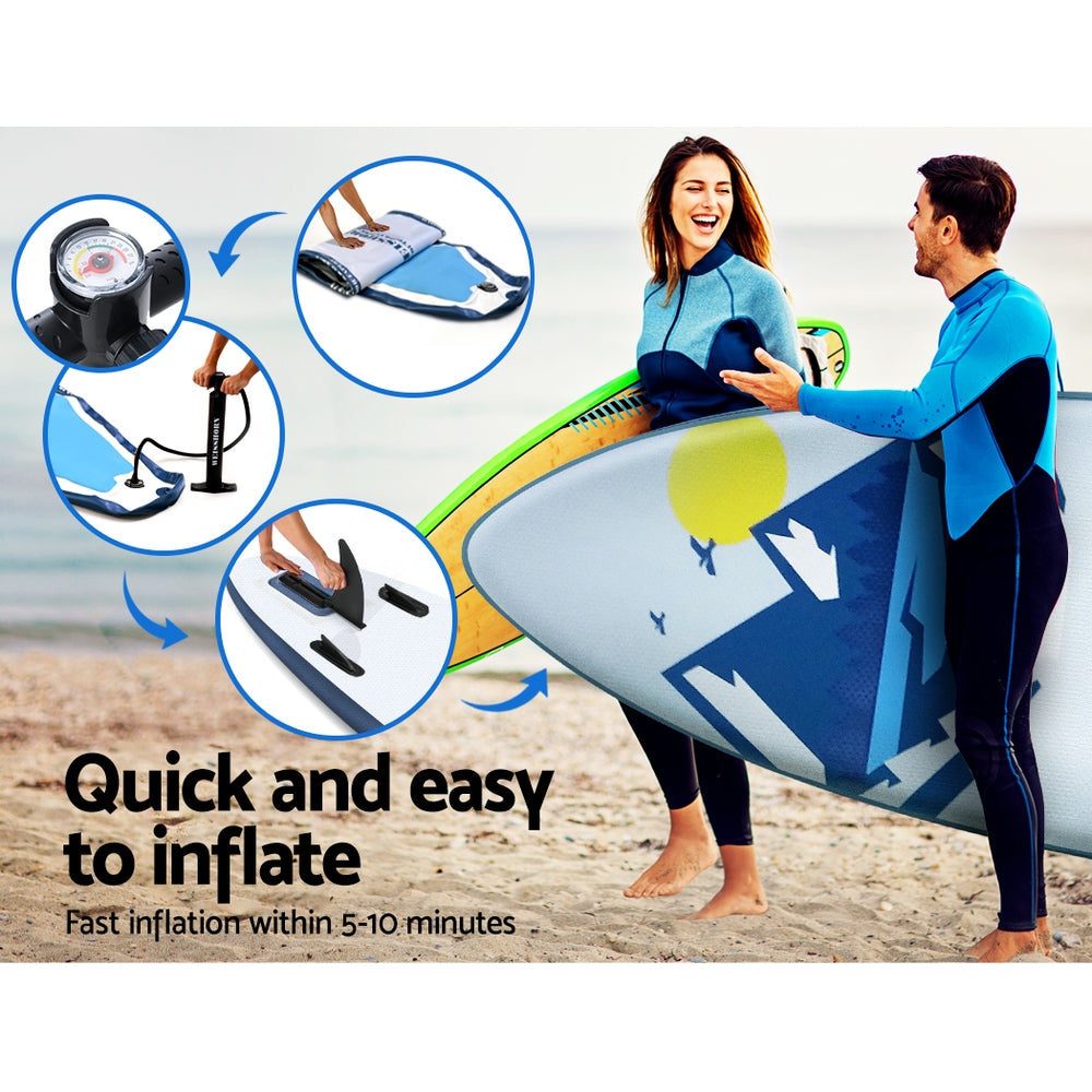 Stand Up Paddle Board 10.6Ft Inflatable Sup Surfboard Paddleboard Kayak Surf Blue