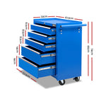 5 Drawer Tool Box Cabinet Chest Trolley Box Garage Storage Toolbox Blue