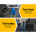 7 Drawer Tool Box Cabinet Chest Trolley Toolbox Garage Storage Black