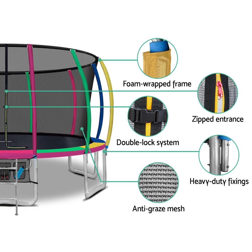 16Ft Trampoline For Kids W/ Ladder Enclosure Safety Net Rebounder Colors
