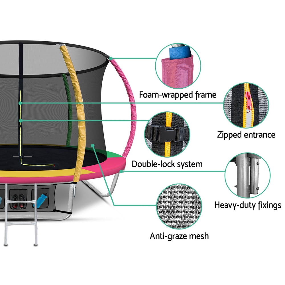 8Ft Trampoline For Kids W/ Ladder Enclosure Safety Net Rebounder Colors