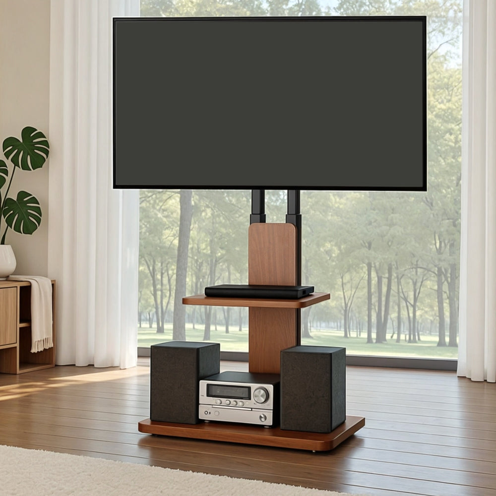 TV Stand 32-70" Wooden Tray Swivel Height Adjustable