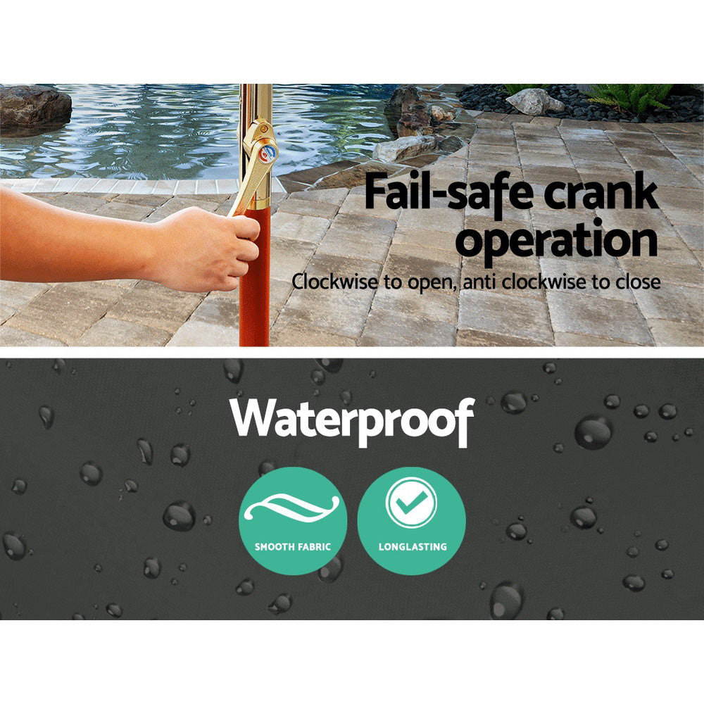 Outdoor Umbrella Pole Umbrellas 3M W/ Base Garden Stand Deck Charcoal