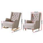 Rocking Chair Armchair Linen Fabric Beige Gaia