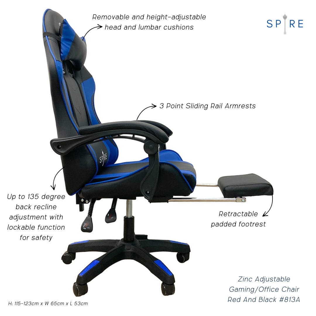 Gaming Chair Adjustable Leather 29x59x82cm