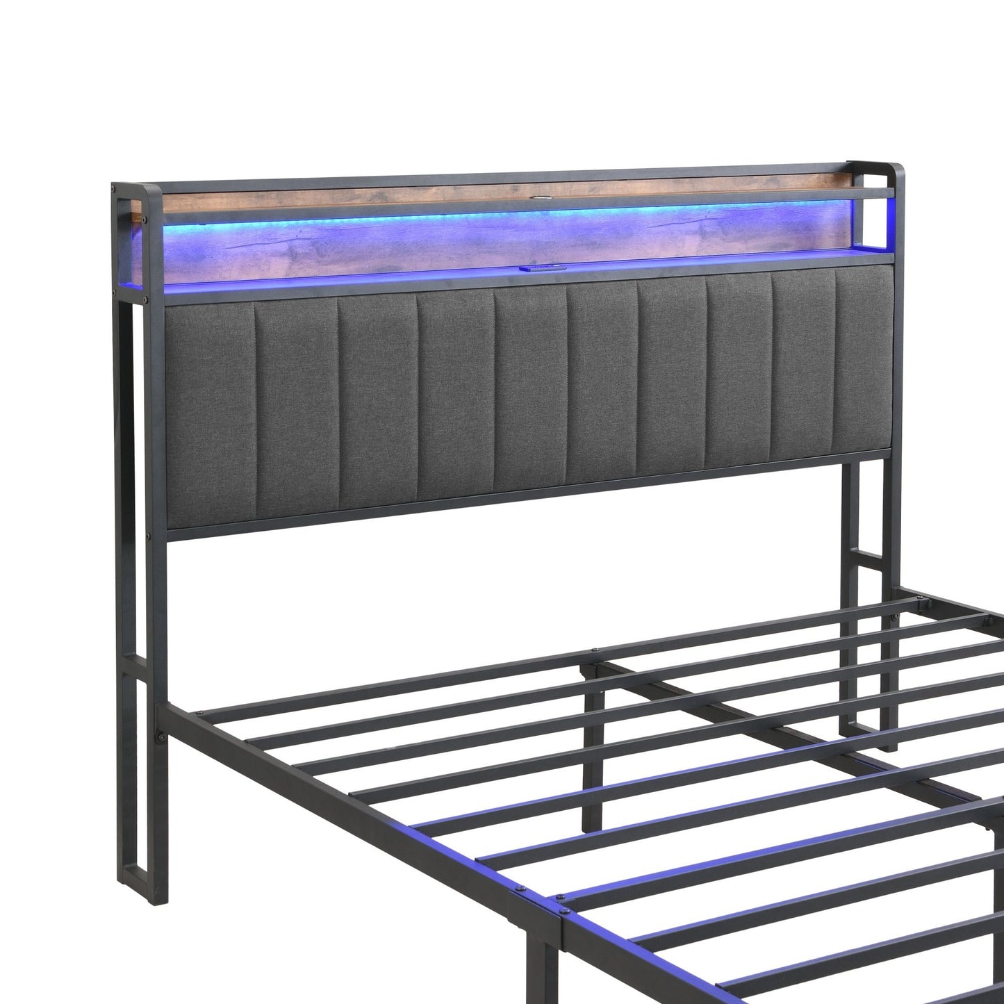Double Bed Frame Storage Drawers LED Headboard | HomeAndLiving