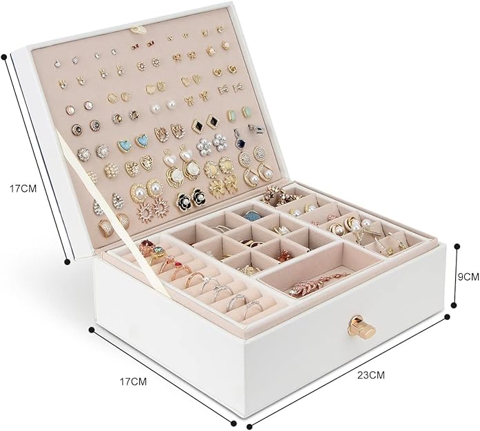 Jewelry Box Organizer White 9.1x6.8x3.5cm