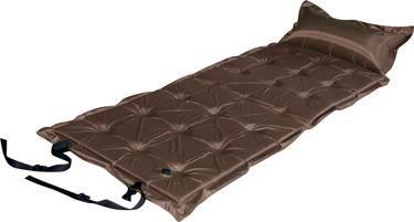  21-Points Self-Inflatable Satin Air Mattress With Pillow - Brown