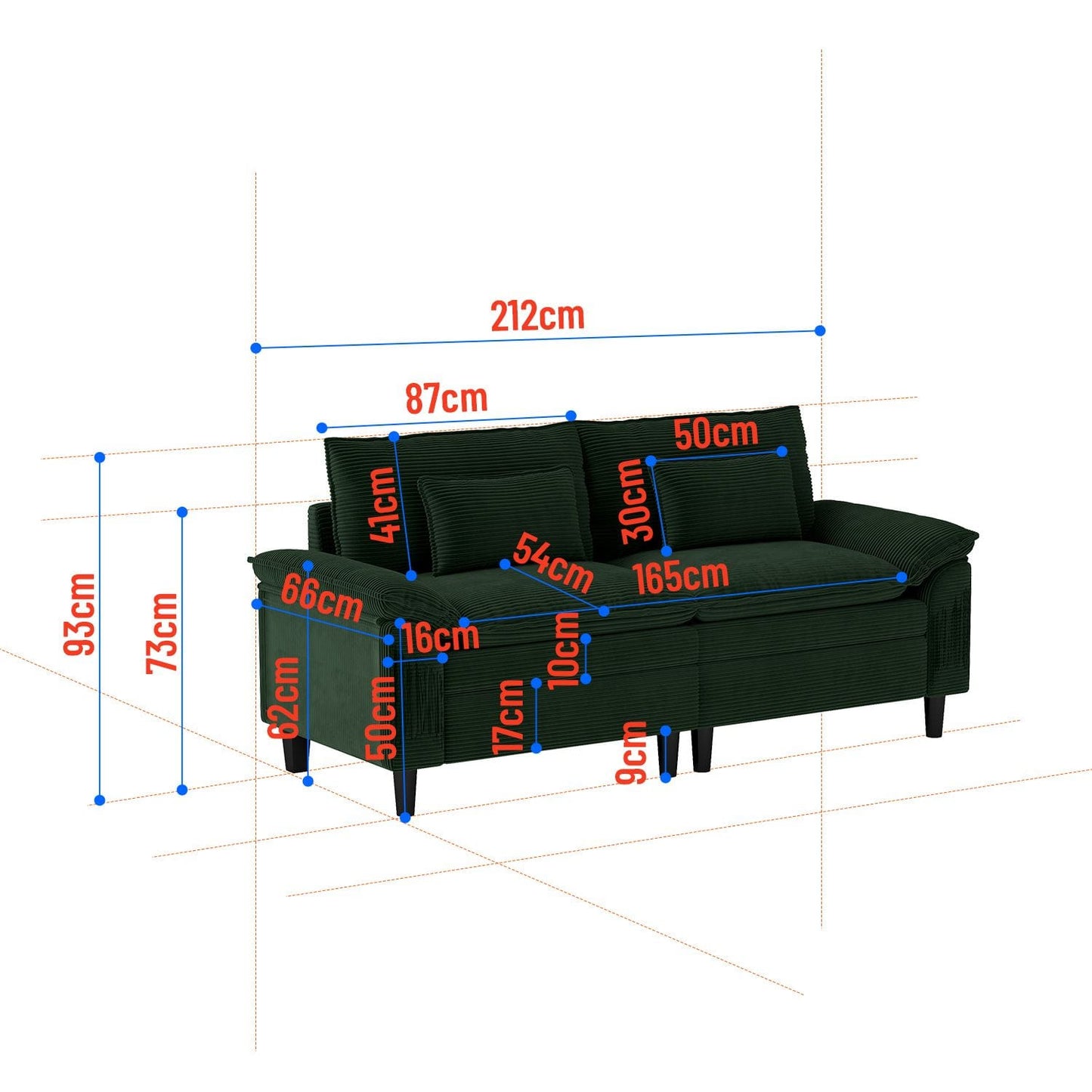 Two Seater Sofa White Wood