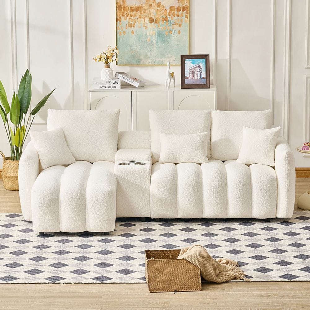Corner Sofa Teddy Fabric Black