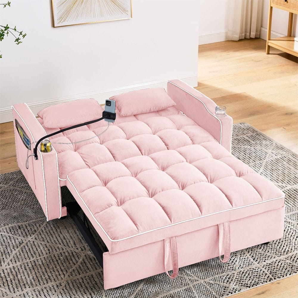 Double Velvet Sofa Bed Black
