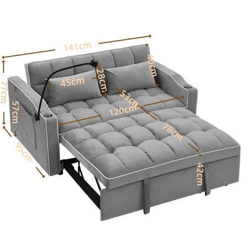 Double Velvet Sofa Bed Foldable